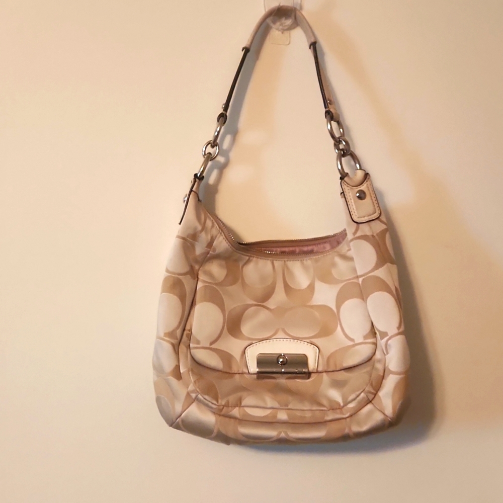 Coach Beige Signature Hobo Handbag